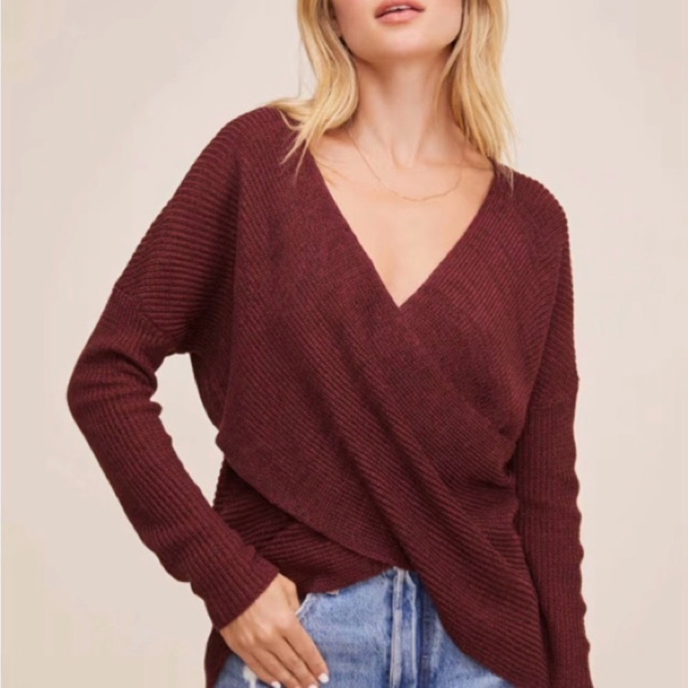 Astr Deep Burgundy V-Neck Sweater